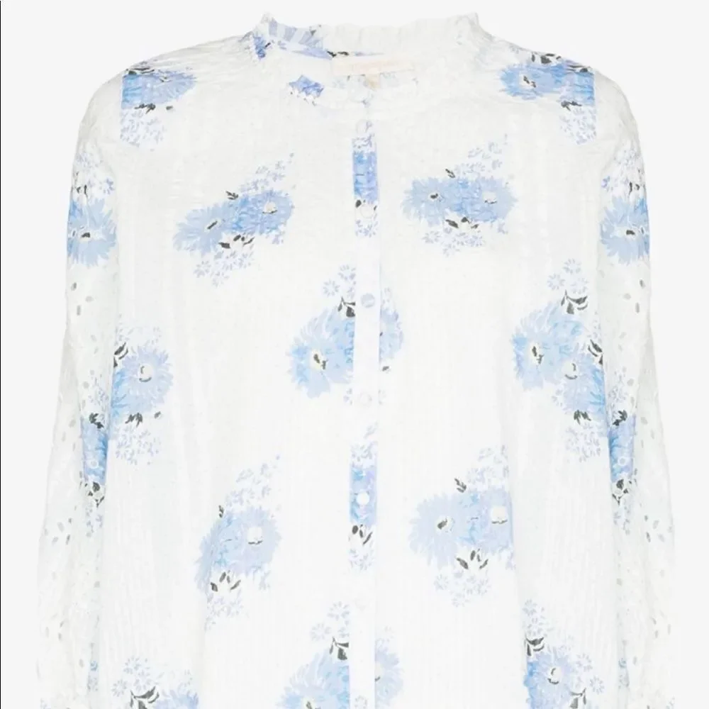 LoveShackFancy Spectra Floral Eyelet Blouse Top Large B-1135 B-1353 - Picture 2 of 5